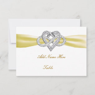 Yellow Infinity Heart Wedding Table Place Card