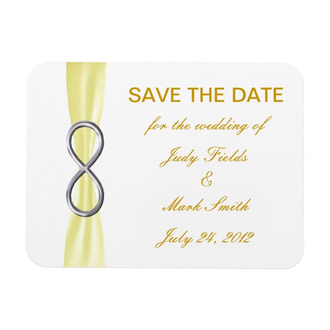 Yellow Infinity Wedding Save The Date Magnet (Horizontal)