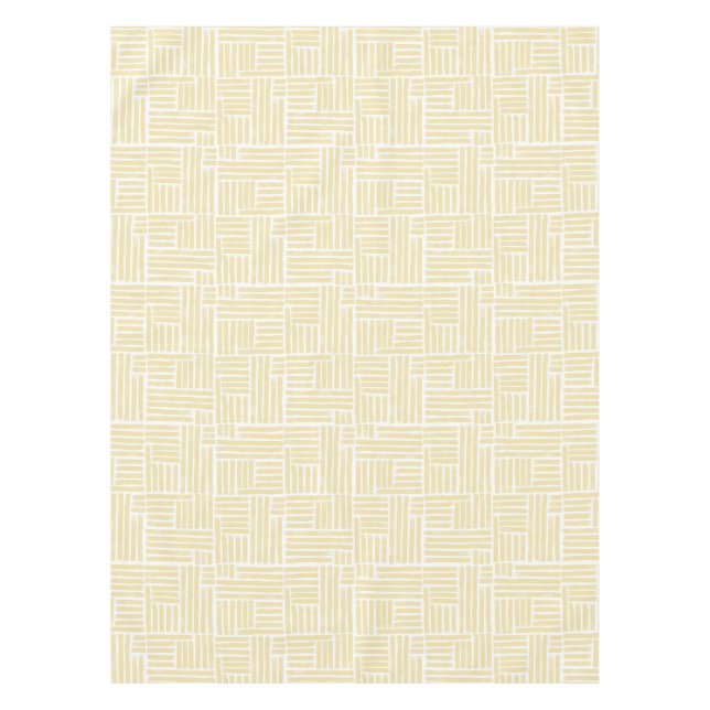 Yellow ink roller stripes on white tablecloth (Front)