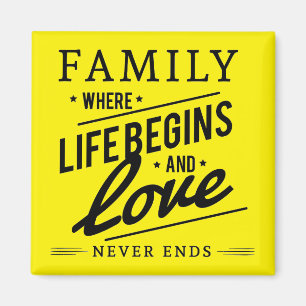 Yellow Inspirational Typography Family Quote Magnet