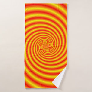 Yellow into Red via Orange Spiral Bath Towel