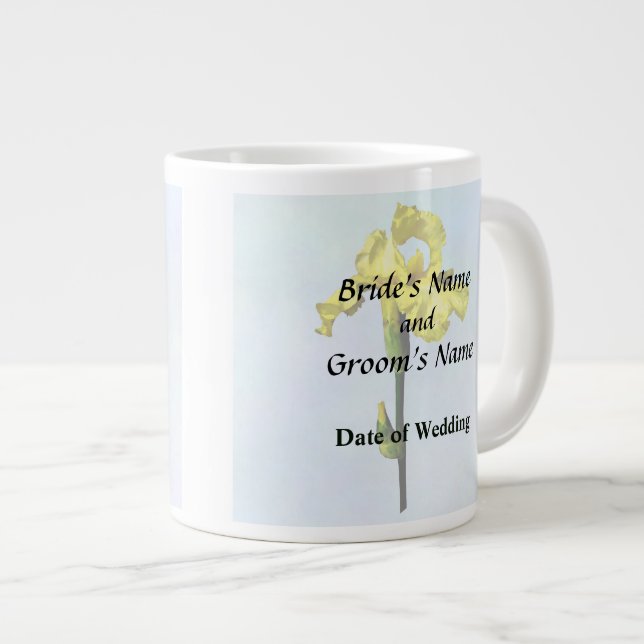 Yellow Iris and Bud Wedding Supplies Large Coffee Mug (Front Right)