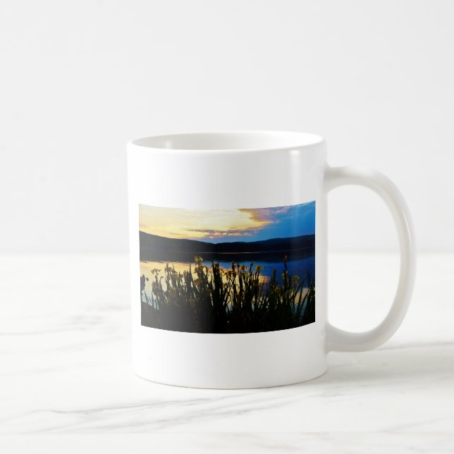 Yellow Iris at Lake Arrowhead shore Coffee Mug (Right)