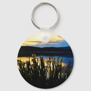 Yellow Iris at Lake Arrowhead shore Key Ring