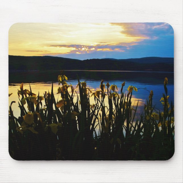 Yellow Iris at Lake Arrowhead shore Mouse Pad (Front)
