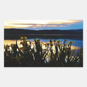 Yellow Iris at Lake Arrowhead shore Rectangular Sticker