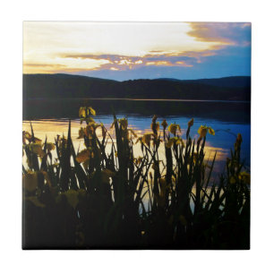 Yellow Iris at Lake Arrowhead shore Tile