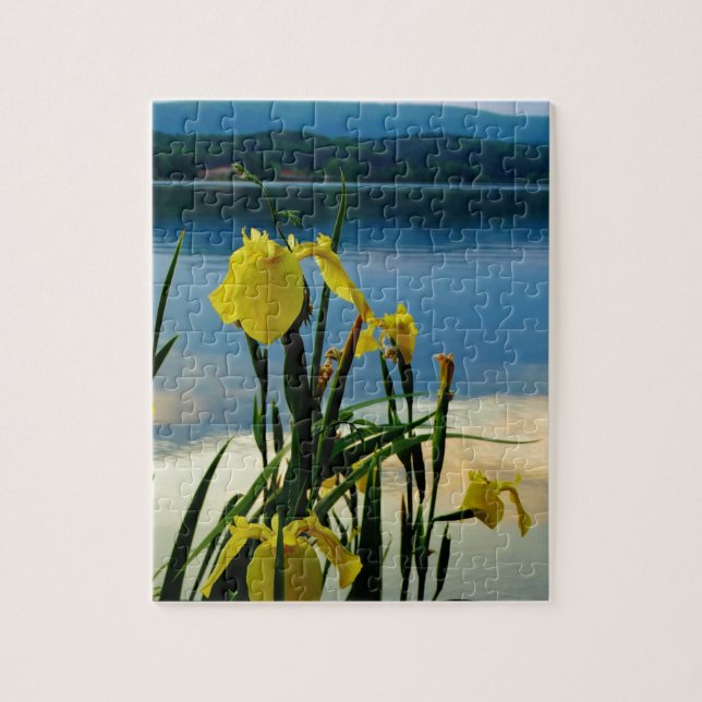 Yellow Iris at Lake Shore Jigsaw Puzzle (Vertical)