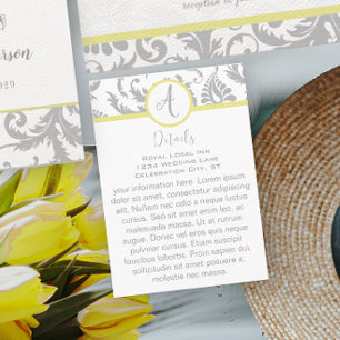 Yellow Iris Damask Wedding Direction Place Card