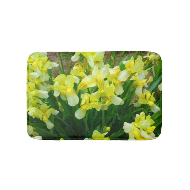 Yellow Iris Flower Bath Mat (Front)