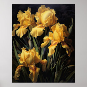 Yellow Iris Flowers Art Print Poster
