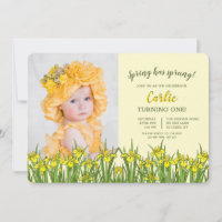 Yellow Iris Photo Birthday Invitation