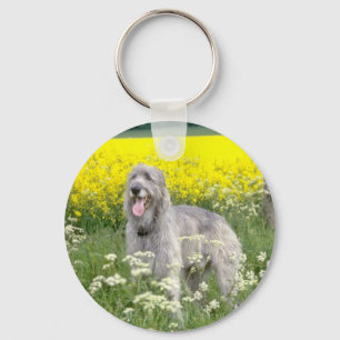 yellow Irish wolfhound flowers Key Ring