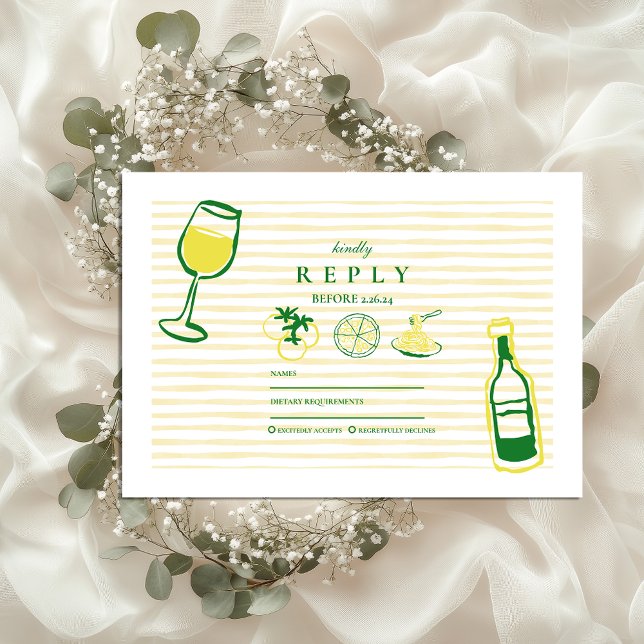 Yellow Italian Wedding Sketch RSVP Card (Creator Uploaded)