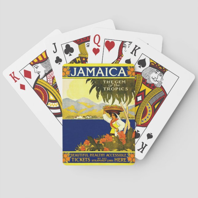 Yellow Jamaica Poster Playing Cards (Back)