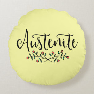 Yellow Jane Austen Floral Austenite Round Cushion