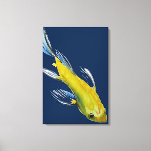 Yellow Japanese Koi watercolour art Canvas Print
