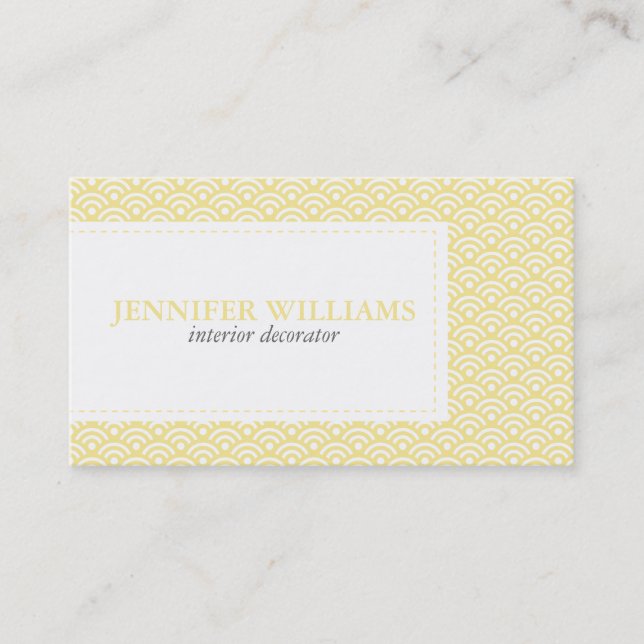 Yellow Japanese Seigaiha Pattern Business Card (Front)