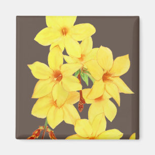 Yellow Jasmine Flower Magnet Watercolor Art