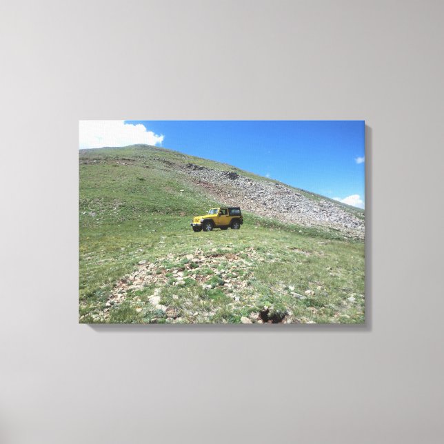 Yellow jeep rubicon scenic canvas print (Front)