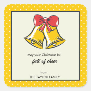 Yellow Jingle bells polka dots holiday sticker
