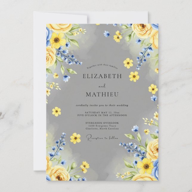 Yellow Joyful Spring Wedding Invitation (Front)