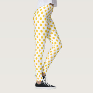 Yellow Jumbo Polka Dots on White to Customise Leggings