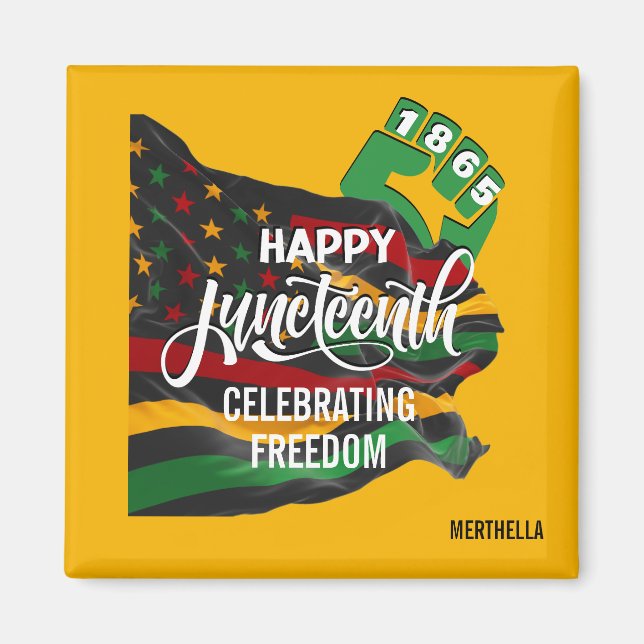 Yellow JUNETEENTH African American Flag Magnet (Front)