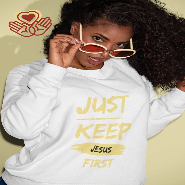 Yellow Just Keep Jesus First Sweatshirt (Creator Uploaded)