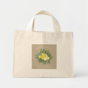 Yellow Khaki Roses Wedding Mini Tote Bag