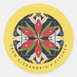 Yellow Kitchen Tile Design   From the Kitchen Of Classic Round Sticker