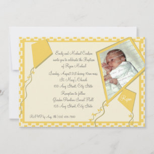 Yellow Kites Photo/ Baptism Invitation