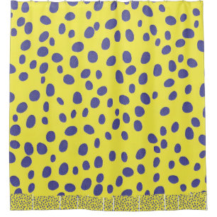 Yellow Kitsch Blue Jellybean  Shower Curtain