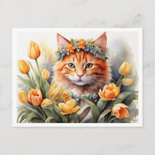 Yellow Kitty Tulips   Postcard