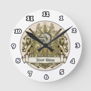 Yellow Knight Family Crest  Surname clock