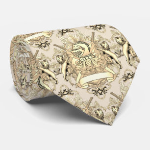 Yellow Knight Family Crest Surname tie