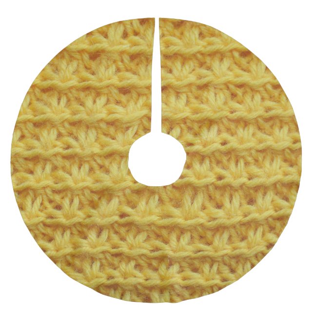 Yellow knitted fabric: striped texture. brushed polyester tree skirt (Front)