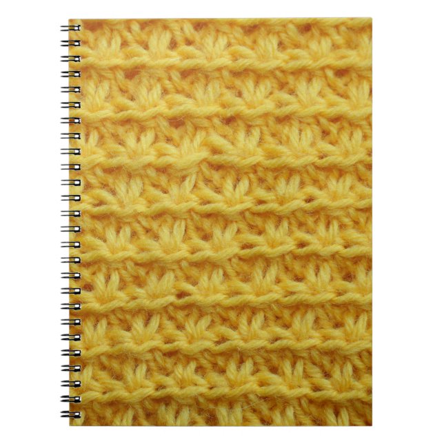 Yellow knitted fabric: striped texture. notebook (Front)