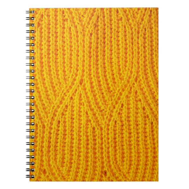 Yellow knitted surface textile material background notebook (Front)