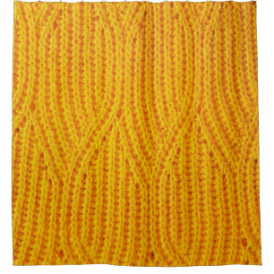 Yellow knitted surface textile material background shower curtain