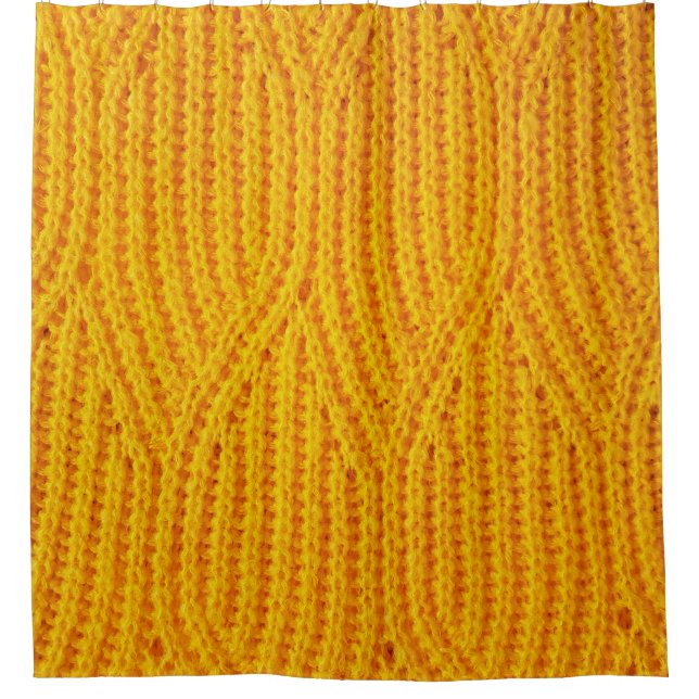 Yellow knitted surface textile material background shower curtain (Front)