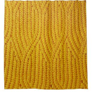 Yellow Knitted: Textile Surface Background. Shower Curtain