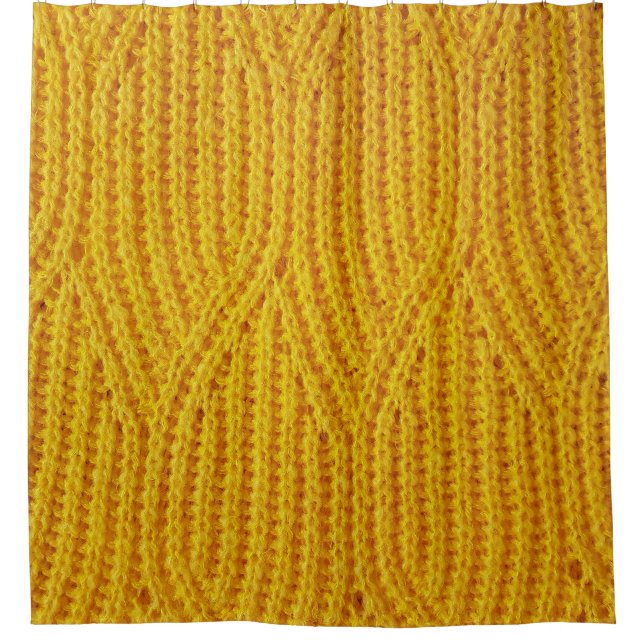 Yellow Knitted: Textile Surface Background. Shower Curtain (Front)