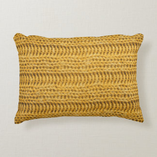 Yellow Knitted Textured Trendy Background Decorative Cushion