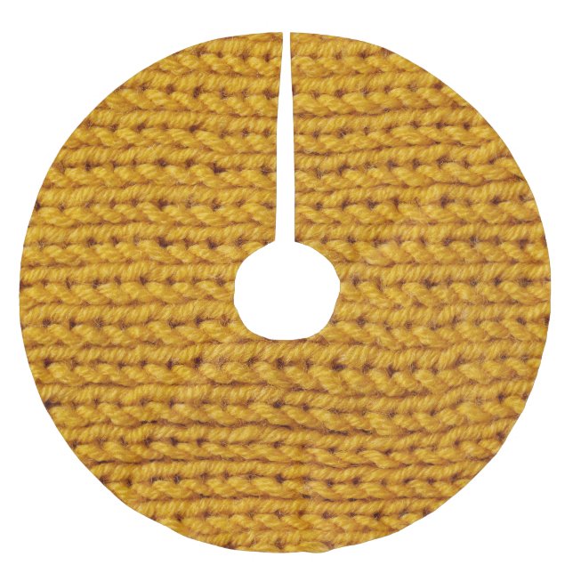 Yellow knitted wool, high-resolution texture. brushed polyester tree skirt (Front)