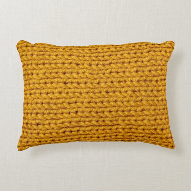 Yellow knitted wool, high-resolution texture. decorative cushion (Front)