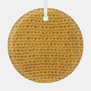 Yellow knitted wool, high-resolution texture. glass tree decoration