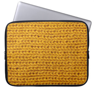 Yellow knitted wool, high-resolution texture. laptop sleeve