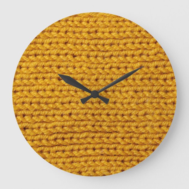 Yellow knitted wool, high-resolution texture. large clock (Front)
