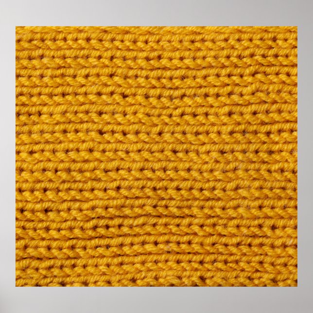 Yellow knitted wool, high-resolution texture. poster (Front)
